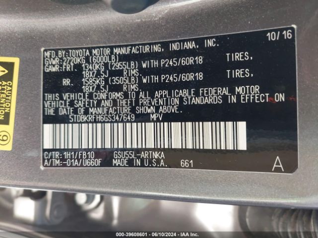 5TDBKRFH6GS347649 Toyota Highlander Le V6