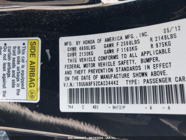 2012 ACURA TL 19UUA8F52CA034442 Photo 8
