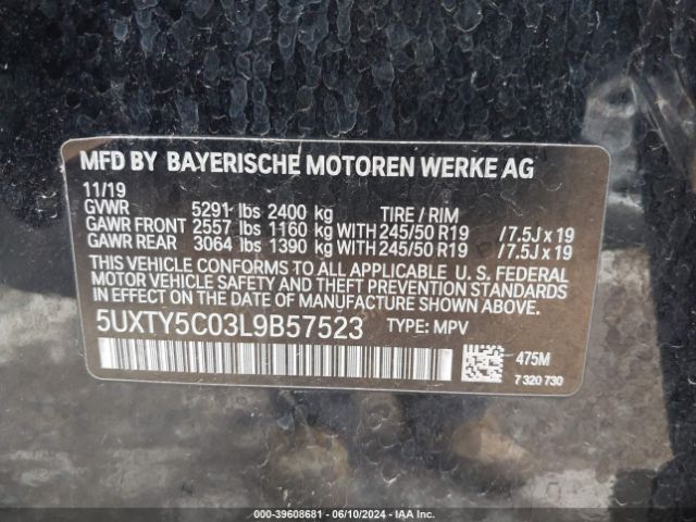 5UXTY5C03L9B57523 BMW X3 Xdrive30i