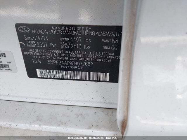 Hyundai SONATA SE 2015 5NPE24AF9FH077682 Image 9