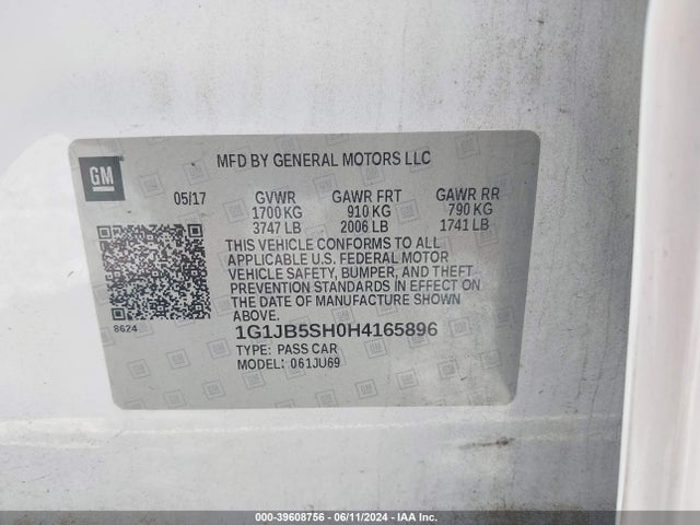 Chevrolet Sonic Ls Auto 2017 1G1JB5SH0H4165896 Image 9