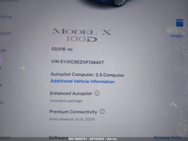 5YJXCBE21JF139407 Tesla Model X 100d/75d/p100d