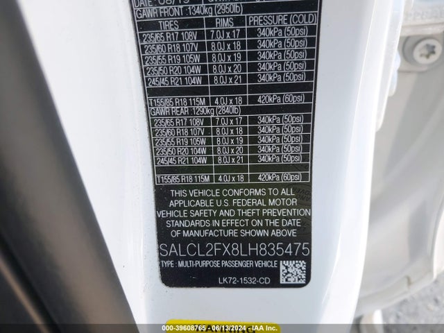 SALCL2FX8LH835475 Land Rover Discovery Sport R-dynamic Se