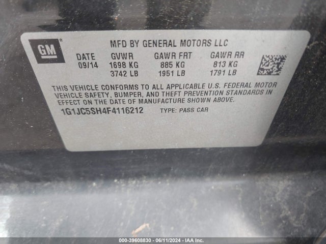 Chevrolet Sonic Lt Auto 2015 1G1JC5SH4F4116212 Image 9