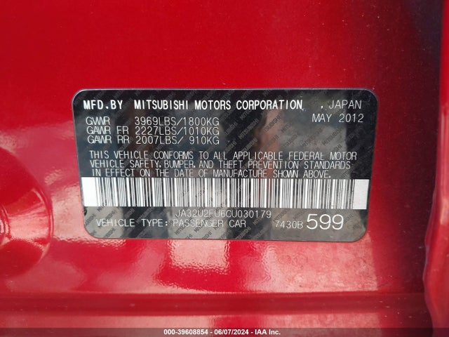 2012 MITSUBISHI LANCER JA32U2FU6CU030179 Photo 8