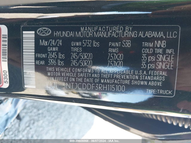 5NTJCDDF3RH115100 Hyundai Santa Cruz Night