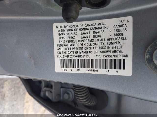 Honda Civic Lx 2016 2HGFC2F5XGH561930 Image 9