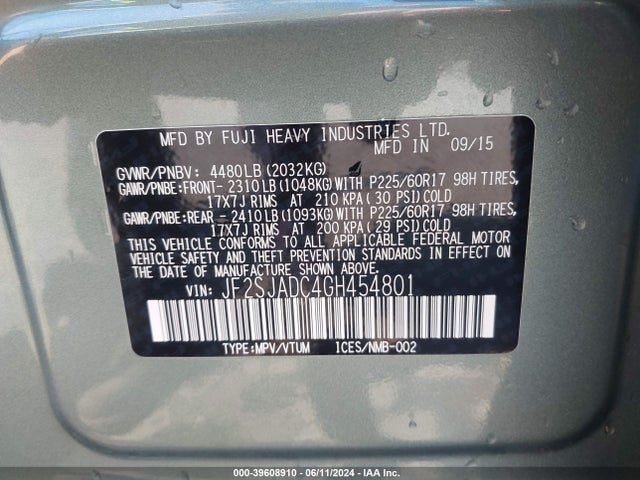 Subaru Forester 2.5i Premium 2016 JF2SJADC4GH454801 Image 9