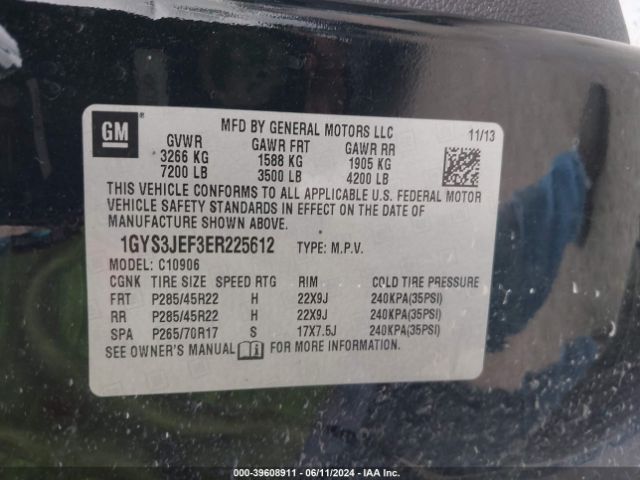 1GYS3JEF3ER225612 Cadillac Escalade Esv Premium
