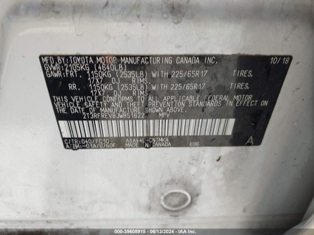 Toyota Rav4 Xle 2018 2T3RFREV8JW851622 Image 9