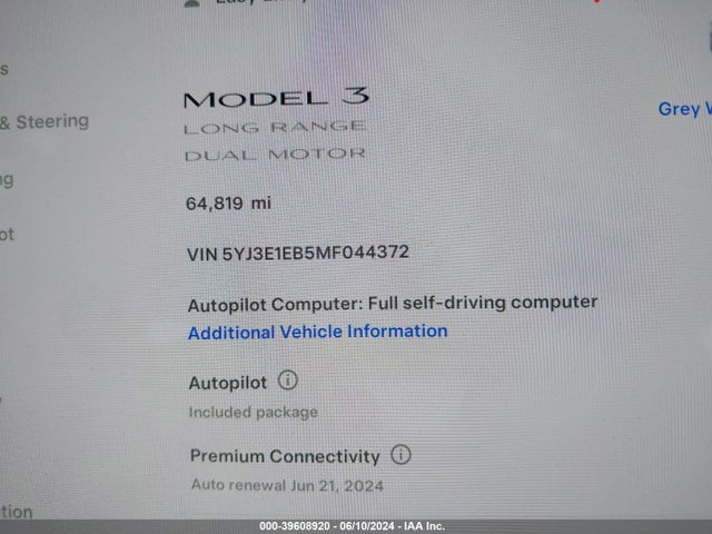 Tesla Model 3 Long Range Dual Motor All-wheel Drive 2021 5YJ3E1EB5MF044372 Image 7