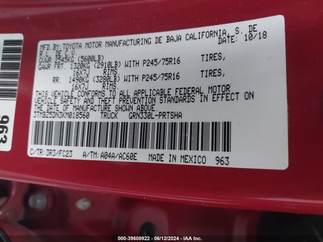 Toyota Tacoma Sr5 2019 3TMBZ5DN3KM018560 Image 9
