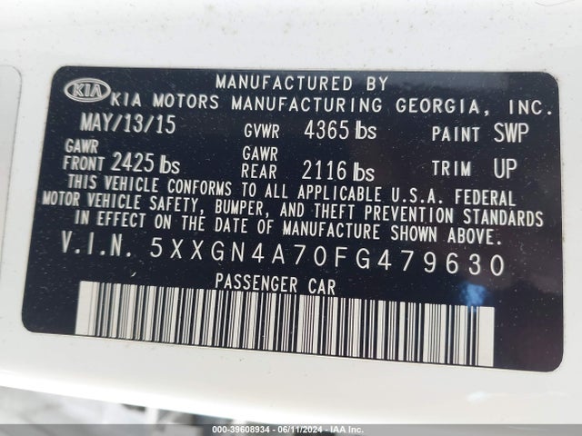 KIA OPTIMA EX 2015 5XXGN4A70FG479630 Image 9