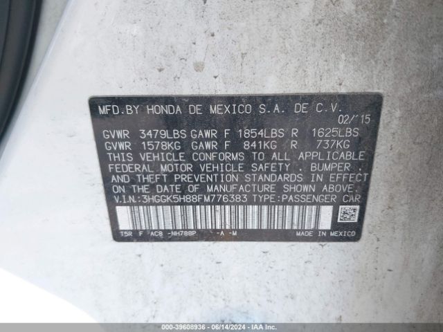 3HGGK5H88FM776383 Honda Fit Ex/ex-l