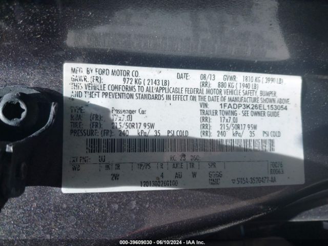 1FADP3K26EL153054 Ford FOCUS SE