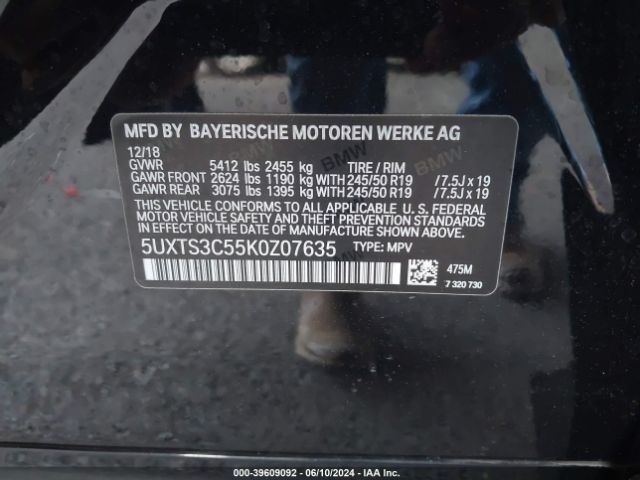 5UXTS3C55K0Z07635 BMW X3 M40i
