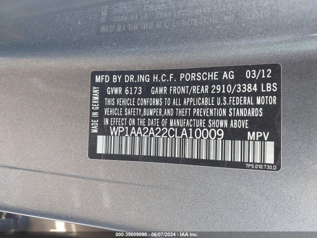 2012 PORSCHE CAYENNE WP1AA2A22CLA10009 Photo 8