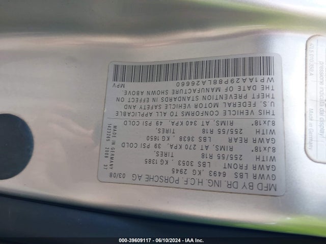 2008 PORSCHE CAYENNE WP1AA29P88LA26660 Photo 8