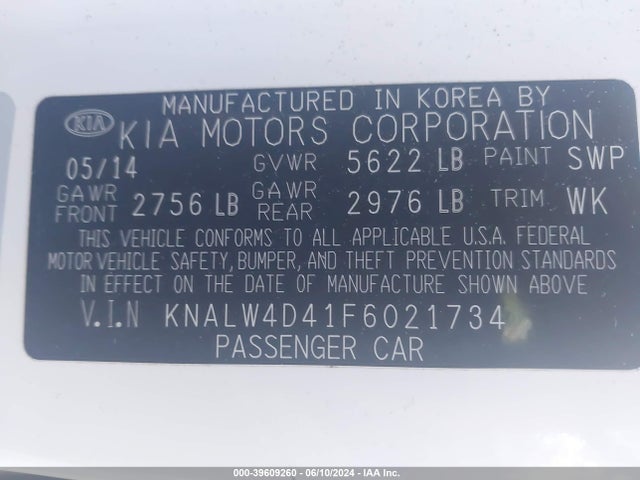 KIA K900 Luxury 2015 KNALW4D41F6021734 Image 9