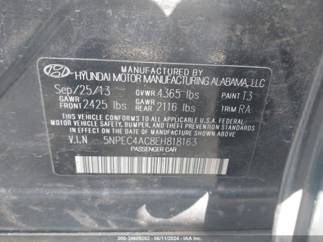 5NPEC4AC8EH818163 Hyundai SONATA SE