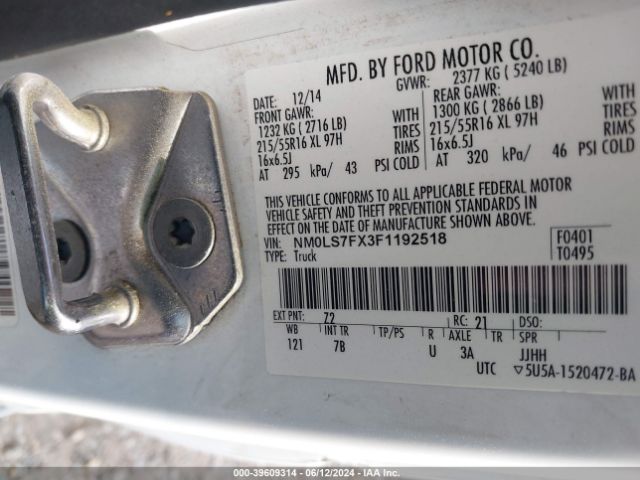 NM0LS7FX3F1192518 Ford Transit Connect Xlt