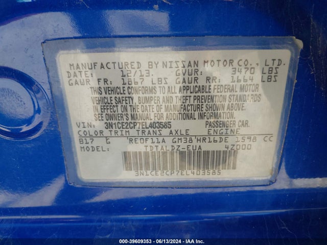Nissan Versa Note Sv 2014 3N1CE2CP7EL403585 Image 9