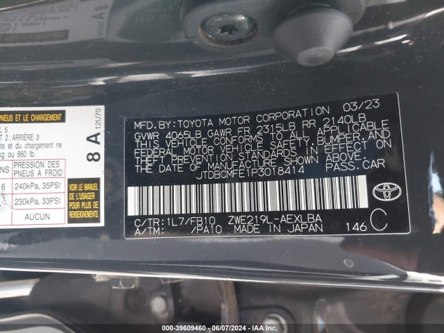 Toyota Corolla Hybrid Le 2023 JTDBCMFE1P3018414 Image 9