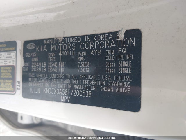 KIA Soul ! 2015 KNDJX3A58F7200538 Image 9