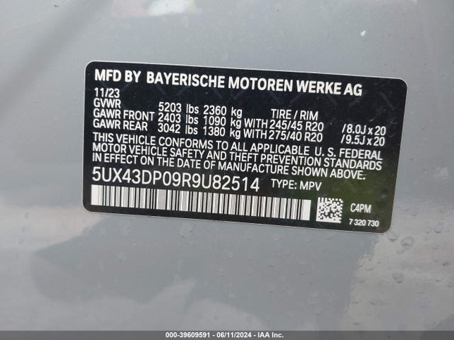 BMW X3 Sdrive30i 2024 5UX43DP09R9U82514 Image 9
