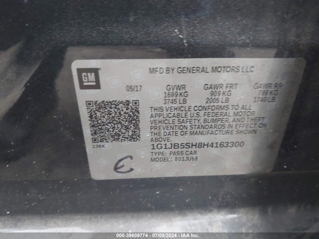 Chevrolet Sonic Ls Auto 2017 1G1JB5SH8H4163300 Image 9