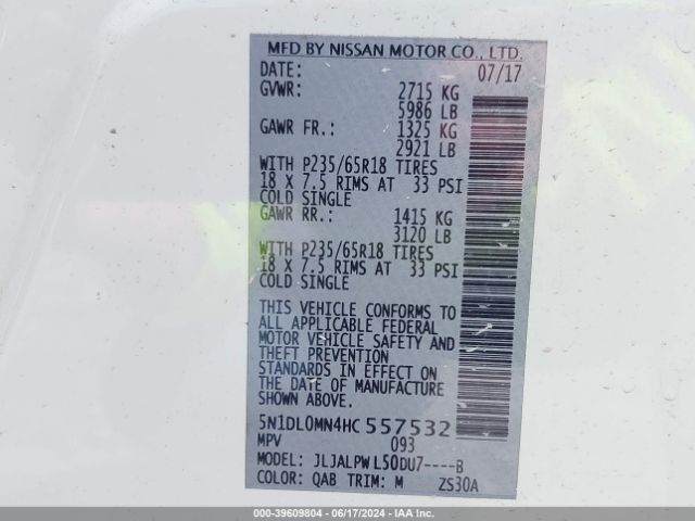 5N1DL0MN4HC557532 Infiniti QX60