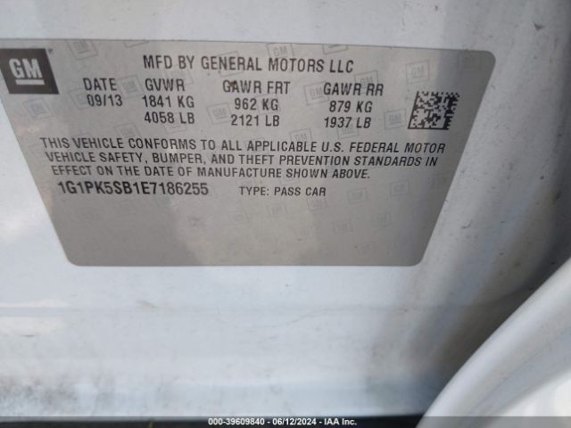 1G1PK5SB1E7186255 Chevrolet CRUZE LT