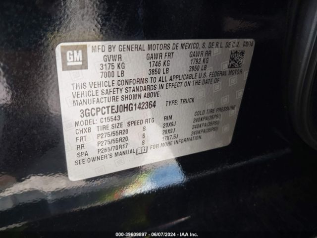 3GCPCTEJ0HG142364 Chevrolet Silverado 1500 High Country