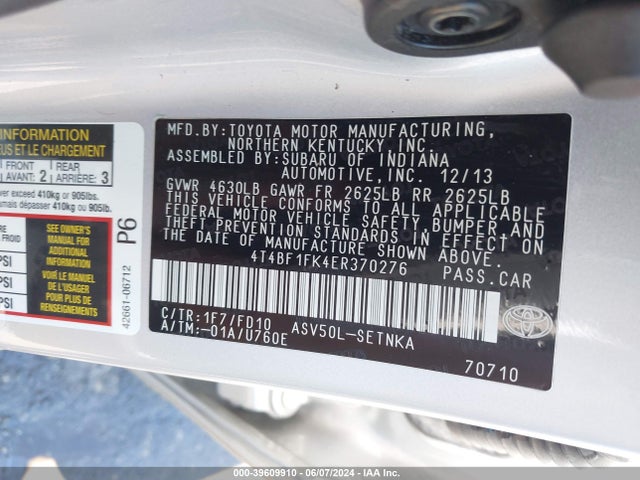 Toyota CAMRY LE 2014 4T4BF1FK4ER370276 Image 9