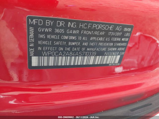 2010 PORSCHE BOXSTER WP0CA2A84AS710339 Photo 8