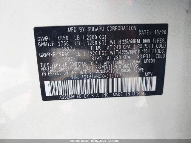 4S4BTANCXM3131770 Subaru Outback Limited