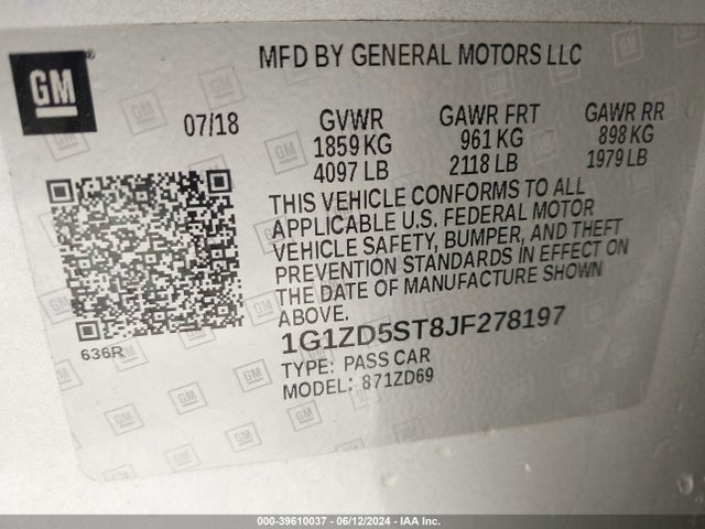 Chevrolet MALIBU LT 2018 1G1ZD5ST8JF278197 Image 9