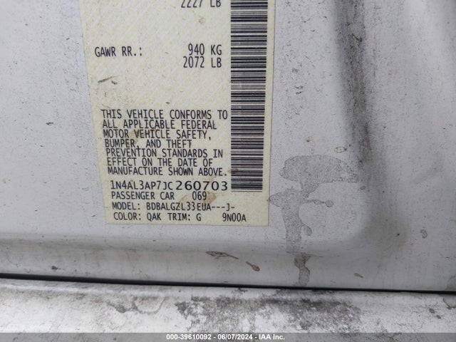 Nissan Altima 2.5 S 2018 1N4AL3AP7JC260703 Image 9