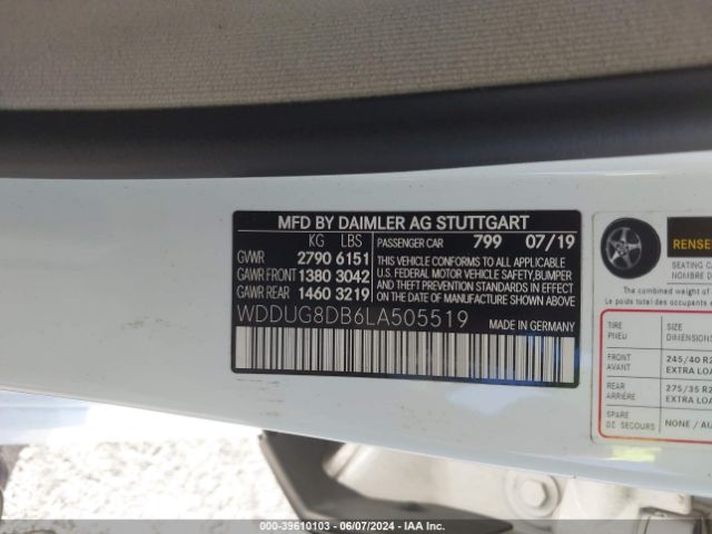 WDDUG8DB6LA505519 Mercedes-Benz S 560