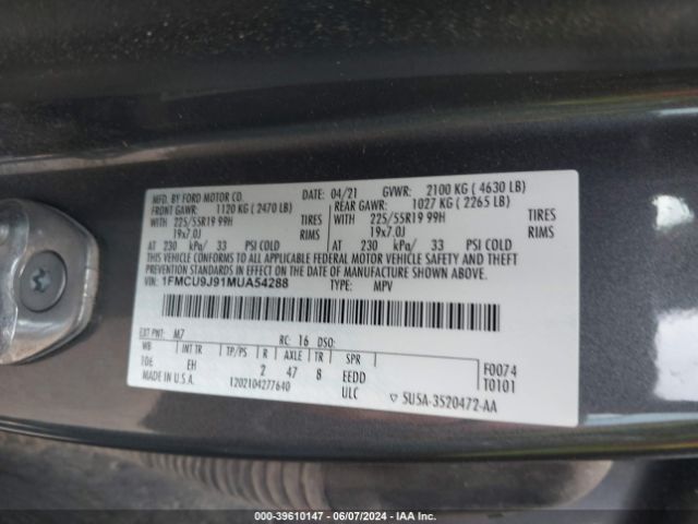 2021 FORD ESCAPE 1FMCU9J91MUA54288 Photo 8