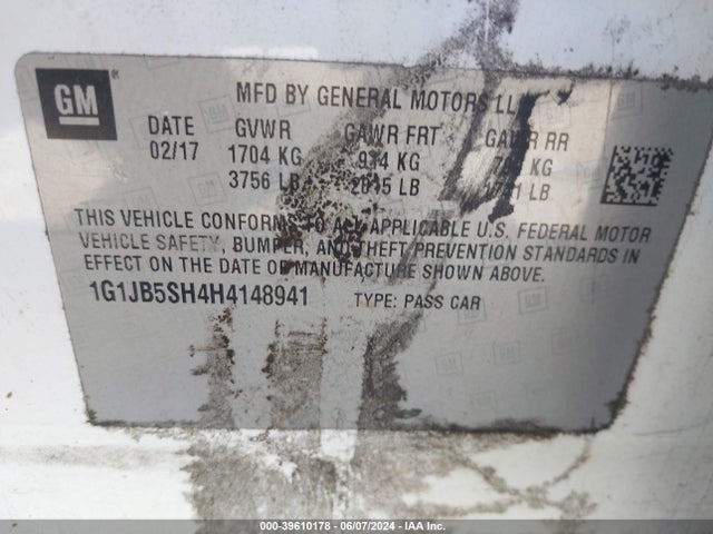 Chevrolet Sonic Ls Auto 2017 1G1JB5SH4H4148941 Image 9