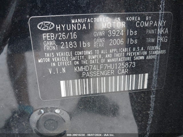 Hyundai ELANTRA SE 2017 KMHD74LF7HU125873 Image 9