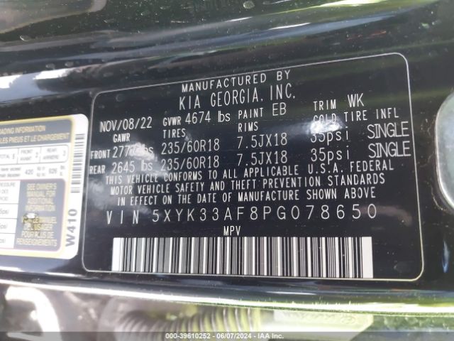5XYK33AF8PG078650 KIA Sportage Ex