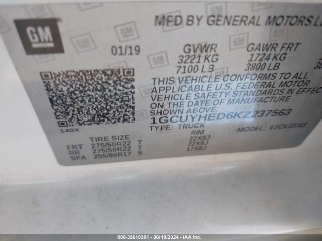 1GCUYHED6KZ237563 Chevrolet Silverado 1500 High Country