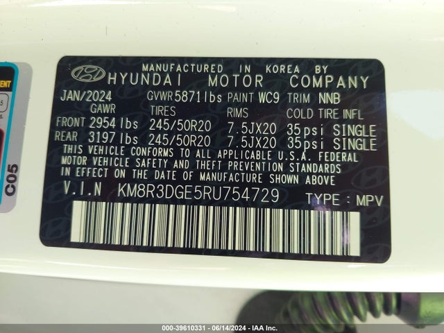 Hyundai Palisade Xrt 2024 KM8R3DGE5RU754729 Image 9