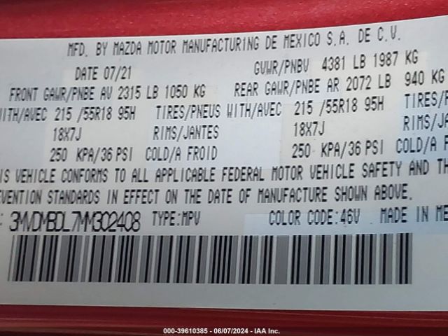 3MVDMBDL7MM302408 Mazda Cx-30 Premium