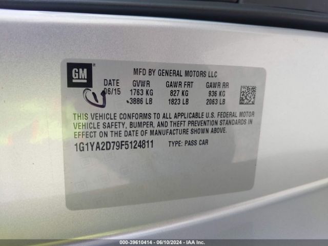 1G1YA2D79F5124811 Chevrolet CORVETTE STINGRAY