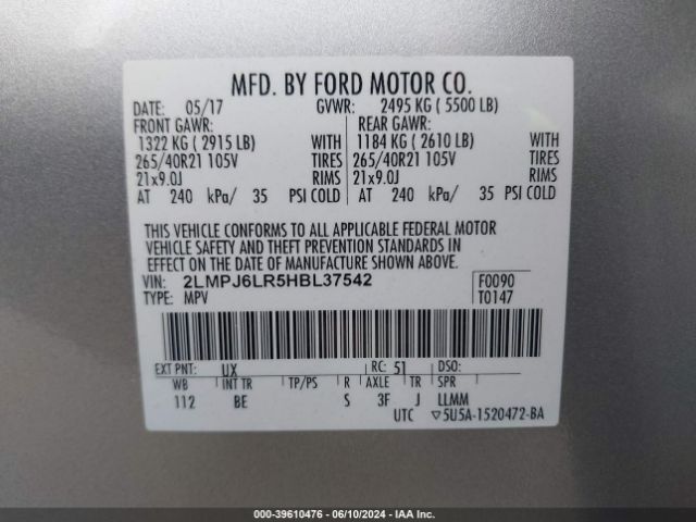 2LMPJ6LR5HBL37542 Lincoln Mkx Reserve
