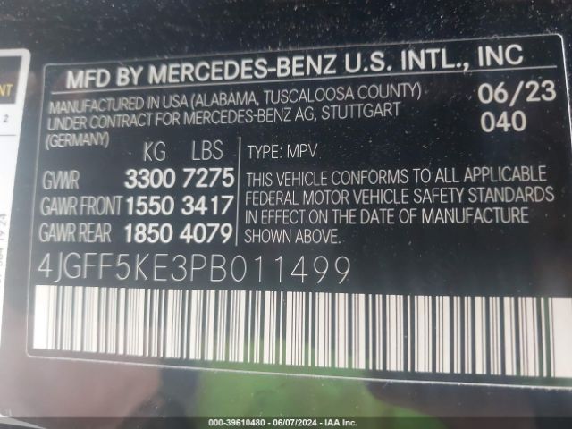 4JGFF5KE3PB011499 Mercedes-Benz Gls 450 4matic