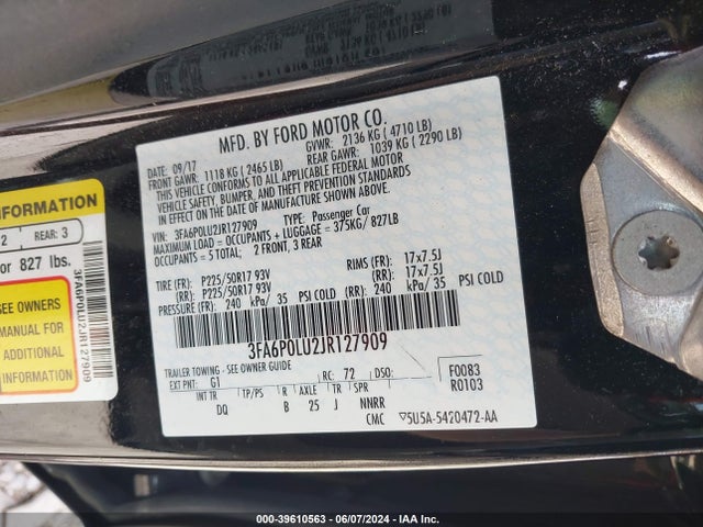 Ford Fusion Hybrid Se 2018 3FA6P0LU2JR127909 Image 9